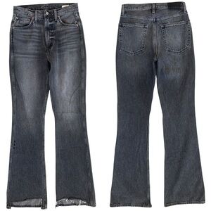 Etica Sasha Modern Flare Raw Hem Blackish Gray High Rise Flare Jeans Size 26